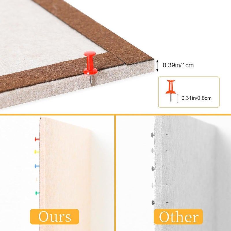 Arlasuo Felt Bulletin Board, 15.7''X 11.8'' corkboard Pin Board for Bedrooms Offices Home Wall Decoration, Self Adhesive Cork Board with 35 Push Pins for Paste Notes, Photos, Schedules (2 Pack) - Image 2